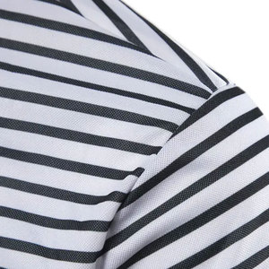 เสื้อยืดแขนสั้นสำหรับผู้ชายเสื้อเชิ้ตโปโลลายทางขาวดำสำหรับฤดูใบไม้ผลิฤดูร้อน - Product Image 4