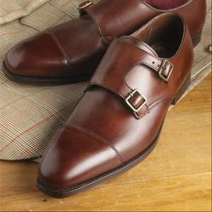 Zapatos de Vestir de Cuero de Lujo con Correa de Monje, Diseño de Lujo, Punta Redonda, para Oficina, Otoño, Zapatos Premium, Elegantes para Hombre - Product Image 1