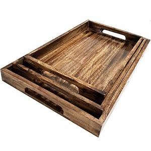 Venta al por mayor Acacia servir bandeja de madera de grado alimenticio decoración del hogar pieza de diseño Vintage para producto de Venta caliente - Product Image 3