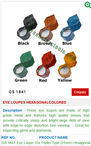 GREEN STARS SA GS 1841 Lupas de ojo de acero y metal Herramientas de joyería de colores hexagonales con sellos de vidrio y plástico para el trabajo - Product Image 2