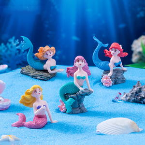 Figurine créative sirène sur récif, miniatures en PVC, artisanat pour aquarium, décoration DIY pour colle crémeuse, accessoires pour micro-paysage - Product Image 3