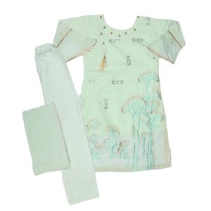 Costume fantaisie brodé pour filles 3 pièces - Vert clair - Product Image 1
