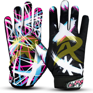 Top Selling Rugby Gloves Full Finger Breathable Anti Slip Silicone Printing on Palm American <b>Football</b> Gloves for RA ATHELITICS - Product Image 1