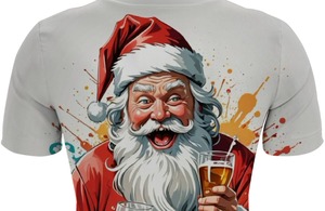 T-shirt à manches courtes pour homme, col rond, coupe ample, en tissu tricoté 100% polyester, design de Noël personnalisé par sublimation, écologique - Product Image 3