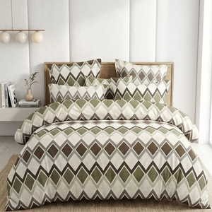 Polyester Fiber Queen <b>Comforter</b> <b>Set</b> Duvet Flat Sheet Pillowcases Vintage Woven 300tc Thread Count 4-Piece Washable Bedding - Product Image 1