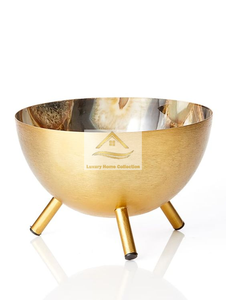 Bol de service alimentaire à 2 niveaux couleur argent avec support à motif de feuille en acier inoxydable bien poli vaisselle de salle à manger bols - Product Image 5