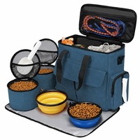 Sac de voyage pliable portable grande capacité pour chiens et chats, avec rangement extérieur pour nourriture pour animaux