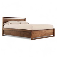 Lit d'eau en teck de style moderne du milieu du siècle, taille King & Queen, avec tiroirs de rangement pour la chambre à coucher