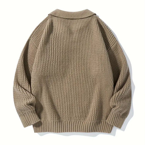 Tricots décontractés unisexe à col classique, pull asymétrique à épaules tombantes, couleur unie pour le bureau et les vêtements de tous les jours - Product Image 2