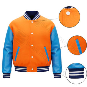 Veste universitaire unisexe de qualité supérieure, manches en cuir véritable, corps en laine, design réversible, fermeture à boutons sur le devant, veste d'hiver - Product Image 4