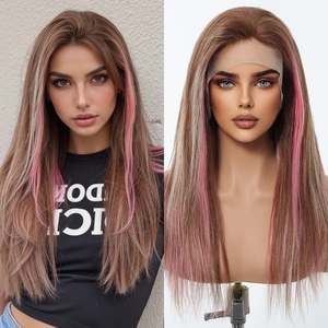 DWY <b>Long</b> Length Rose Gold Lace Human Hair <b>Wig</b> 100% Virgin Remy Hair 36-38 Inches 12A Grade HD Color Lace - Product Image 4