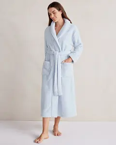 批发高品质柔软超细纤维浴袍保暖冬季法兰绒浴袍