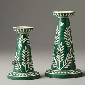 Un fournisseur indien propose un bougeoir fait main en incrustation d'os vert, motif floral, bougeoir décoratif - Product Image 3