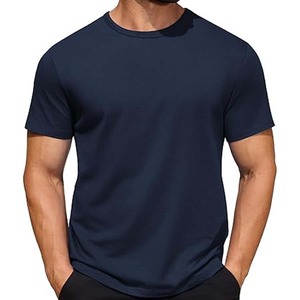 Algodón, camisetas de algodón hilado en anillo Camiseta de cuello redondo para gimnasio | Camisetas unisex ajustadas y altas para hombres delgados - Product Image 5