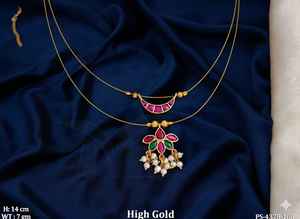 ชุดจี้โบราณสีทองขนาด14ซม. และชุดเครื่องประดับลูกปัด7gm พร้อมต่างหูจากผู้ผลิตอินเดีย - Product Image 3