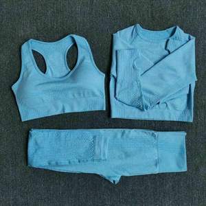 2025 nuevos conjuntos de entrenamiento para mujer con patrón sólido Pop, ropa de gimnasio de alta calidad, camisetas y pantalones de Yoga - Product Image 3