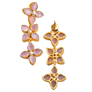 Boucles d'oreilles pendantes en laiton naturel, pierre semi-précieuse naturelle de qualité supérieure, finition plaquée or 18 carats, sans nickel, durables, qualité supérieure, prêtes pour le B2B - Product Image 3