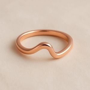 925แท้แผ่นเงินสเตอร์ลิงสายโค้งมินิมอลเครื่องประดับทันสมัยใช้ได้ทั้งชายและหญิงของขวัญแหวนเรียงซ้อนที่ได้รับแรงบันดาลใจจากมหาสมุทร - Product Image 5