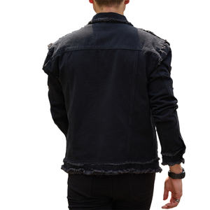 Custom High Quality Streetwear Men Blank Long Sleeve Wash Denim Coat <b>Vintage</b> Distressed Ripped <b>Jackets</b> - Product Image 4
