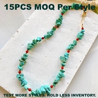 Collier ajustable en perles de pierre naturelle turquoise et perles de culture d'eau douce baroques, faible MOQ, bijoux de mode pour femme