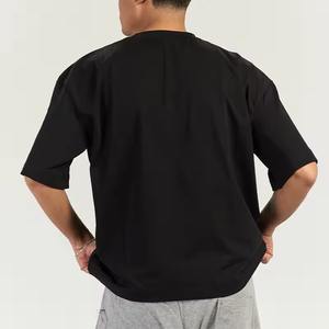 High Quality Blank Men's T-<b>Shirt</b> Durable Cotton Mid Weight Baggy Ribbed Crew Neck <b>Moisture</b> <b>Wicking</b> Drop Shoulder Street Wear - Product Image 3