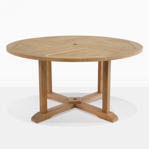 Table et chaises d'extérieur en bois de teck, Table à manger et chaises de couleur naturelle, meubles durables pour meubles d'extérieur - Product Image 4