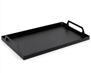 Plateau Rectangle en fer Plateau de service de petite taille enduit de poudre noire mate et plateau décoratif pour hôtel et restaurant - Product Image 3