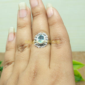 Natural Top Quality Blue Topaz <b>Ring</b> Pure 925 Sterling <b>Silver</b> <b>Ring</b> Blue Gemstone <b>Ring</b> <b>Statement</b> <b>Ring</b> Blue Topaz Jewelry Gift - Product Image 2