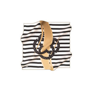 Custom Design Cotton Handkerchief Scarf in Black and White Striped - Product Image 1
