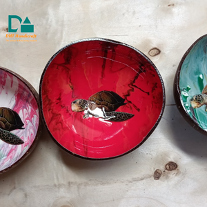 Bol en coquille de noix de coco laqué fait main de haute qualité, forme de cœur, pour restaurant, hôtel, marché européen - Product Image 1