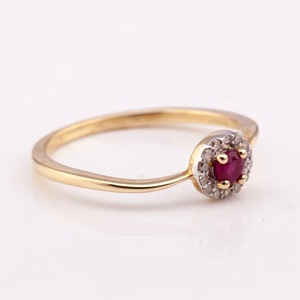 14K Gold Plated Natural <strong>Ruby</strong> and <strong>Diamond</strong> Minimal <strong>Ring</strong> Hight Quality Made in Thailand OEM Design Available