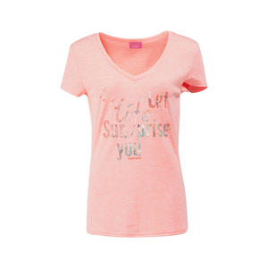 Nouvelle Arrivée 2025 – T-shirt d'été respirant pour femme, col en V rose à manches courtes avec impression « Let Life Surprise You » - Product Image 3