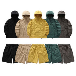 Custom Unisex <b>Nylon</b> Windbreaker Short Set 2025 Two-Piece Windbreaker Shorts Zipper Closure Men's Blank Windbreaker Shorts Set - Product Image 3