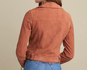 Chaqueta Corta de Motociclista de Piel de Oveja para Mujer, Diseño Personalizado, Moda Urbana, Ecológica, Otoño, OEM ODM - Product Image 5