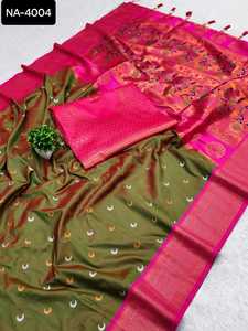 ผ้าไหม Banarasi Katan เนื้ออ่อนนุ่มสำหรับงานแต่งงานและปาร์ตี้สำหรับส่าหรีสตรี - Product Image 4