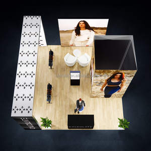 Stand de Exhibición para Ferias de Ropa de 20 x 20 pies con Caja de Luz, Isla de Almacenamiento y Arco - Product Image 4