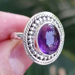 Handmade Women's Amethyst 925 Sterling Silver <b>Ring</b> Smooth Natural Stone Gemstone for Everyday Wear <b>Sizes</b> 4 to 13 US - Product Image 1