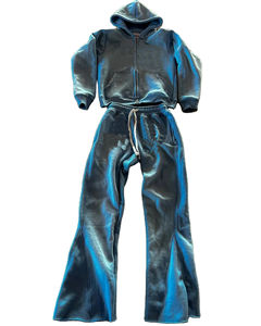 Survêtements d'hiver personnalisés avec logo imprimé, style streetwear, mélange polyester/coton, pantalon évasé avec choix de couleurs et de tailles - Product Image 6