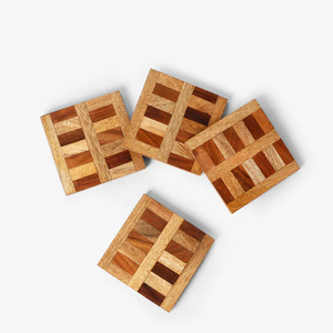 Juego de Posavasos de Madera Ecológicos, Duraderos, Cuadrados, Hechos a Mano, con Superficie Natural Protectora (Paquete de 4 al por Mayor) - Product Image 2