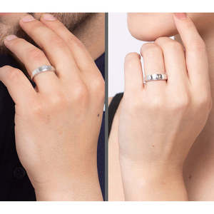 NOVAMART Fine <b>Men's</b> Rhodium-Plated Rhodium-Rhodium Plated 925 Sterling Silver Zircon Inlay <b>Ring</b>-<b>Set</b> of 2 Wholesale Export - Product Image 4
