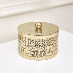 Conteneur de stockage Chapati de forme ronde en métal de qualité supérieure plaqué or de haute qualité le plus beau concepteur unique fournitures - Product Image 1