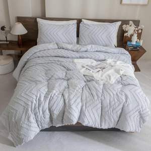 Comforter Silver <b>Grey</b> 3 Pieces Microfiber Lightweight Comforter Set, <b>Bedding</b> Comforter Sets for Queen King Size Bed Set - Product Image 2