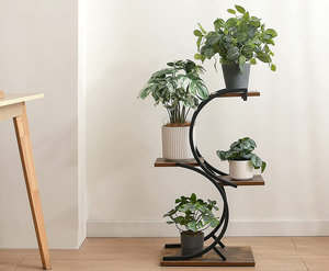 Étagère personnalisée en bois et métal à 4 niveaux pour pots de fleurs à plusieurs niveaux Étagère de présentation pour jardinières d'intérieur et d'extérieur Étagères pour jardinières de jardin - Product Image 3