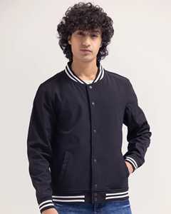 Veste universitaire en polyester avec logo personnalisé de style branché pour hommes type de fermeture poches à boutons veste universitaire bombardier de baseball Letterman - Product Image 5