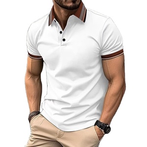 Summer Men's Leopard Pattern Embroidered Anti-Wrinkle Short Sleeve T-<b>Shirt</b> with <b>Henley</b> Collar High Quality - Product Image 2