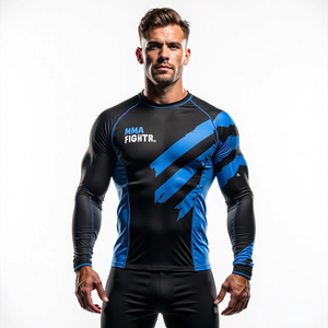 Venta al por mayor personalizada MMA Rash Guards personalizado sublimado equipo de combate para el gimnasio entrenamiento y ropa de fitness para los hombres - Product Image 2