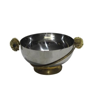 <b>Large</b> Size Antique Finished Hand Curved Fruit & Vegetable Salad <b>Serving</b> <b>Bowl</b> Home Kitchen Nickel Plated Metal <b>Serving</b> <b>Bowl</b> - Product Image 2