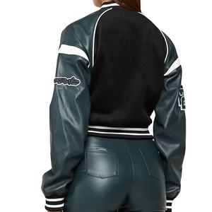 แจ็กเก็ตเลตเทอร์แมนสำหรับผู้หญิง, แจ็กเก็ตมหาวิทยาลัยดีไซน์ใหม่พร้อมแขนเสื้อหนังสไตล์ลำลองสำหรับใส่เล่นกีฬาแนววินเทจฤดูหนาว - Product Image 1