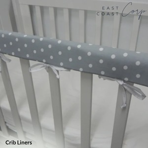 Housse de berceau pour lit bébé Coussin de dentition à taches blanches sur gris/gris Convient également à Boori 100% coton - Product Image 1