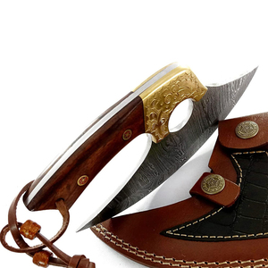 Couteau Ulu en acier Damas gravé sur mesure - Manche en bois pour droitiers, idéal pour les cadeaux et la découpe de précision - Product Image 6